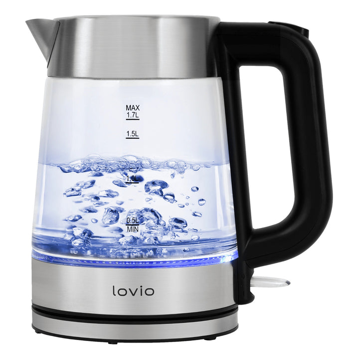 Bezdrôtová sklenená rýchlovarná kanvica Lovio LVGEK001