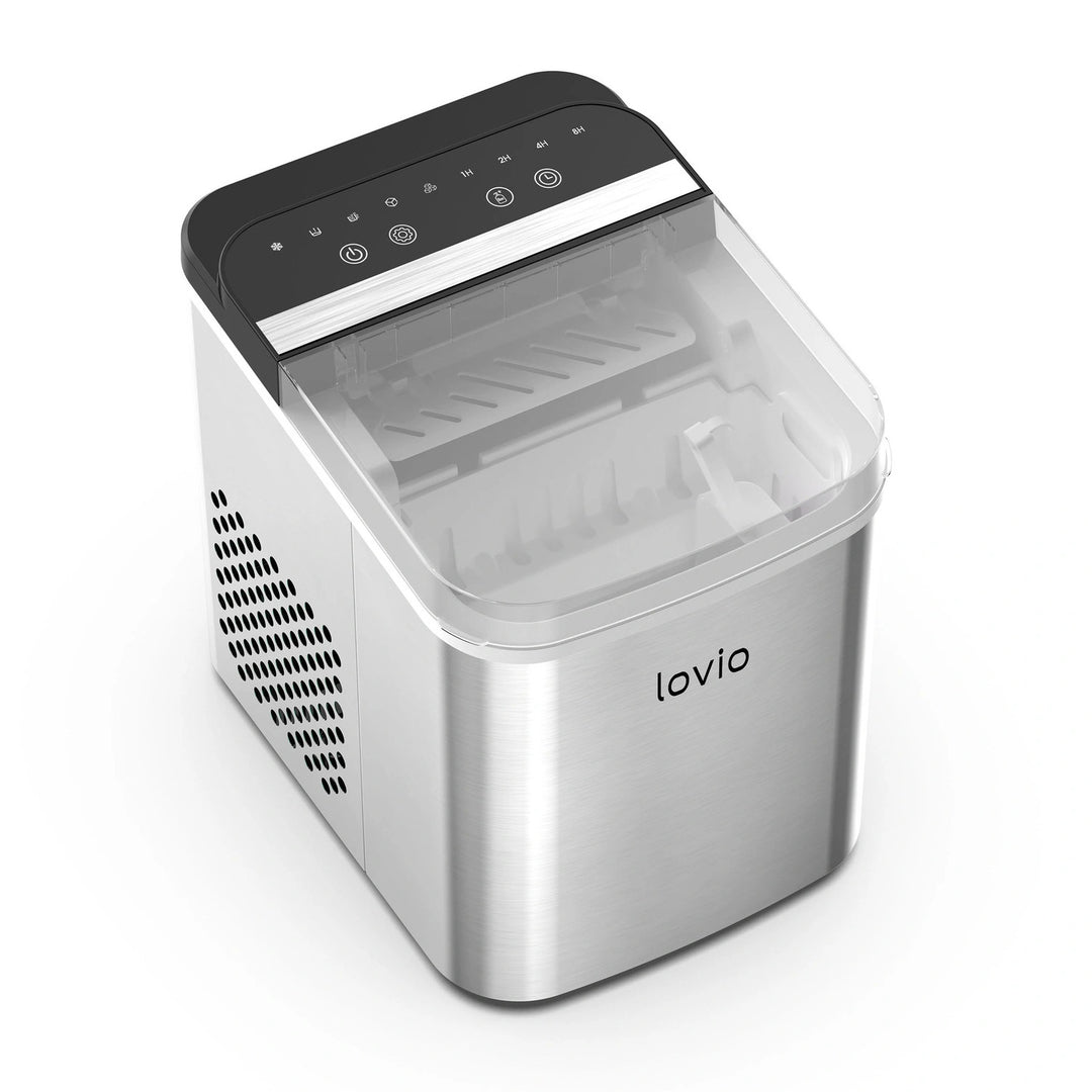 Domáca strojček na výrobu ľadu Lovio Crystal Ice Plus, oceľový, strieborný, rýchla výroba ľadu