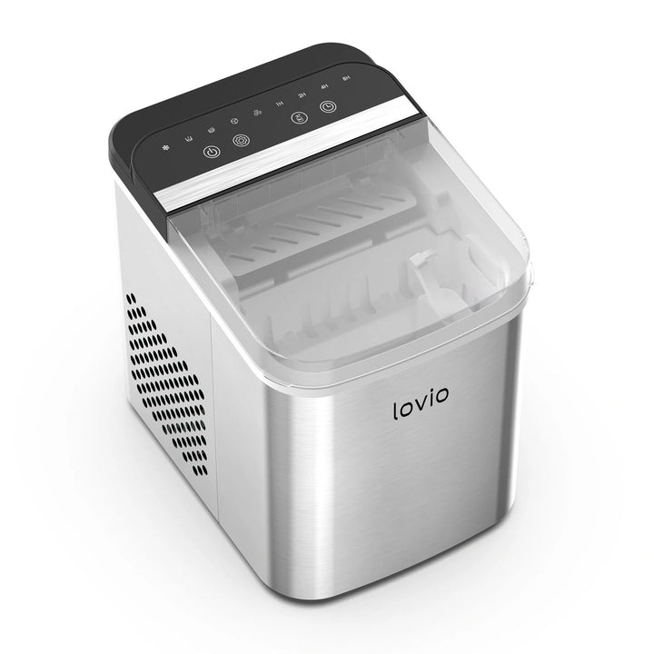Domáca strojček na výrobu ľadu Lovio Crystal Ice Plus, oceľový, strieborný, rýchla výroba ľadu