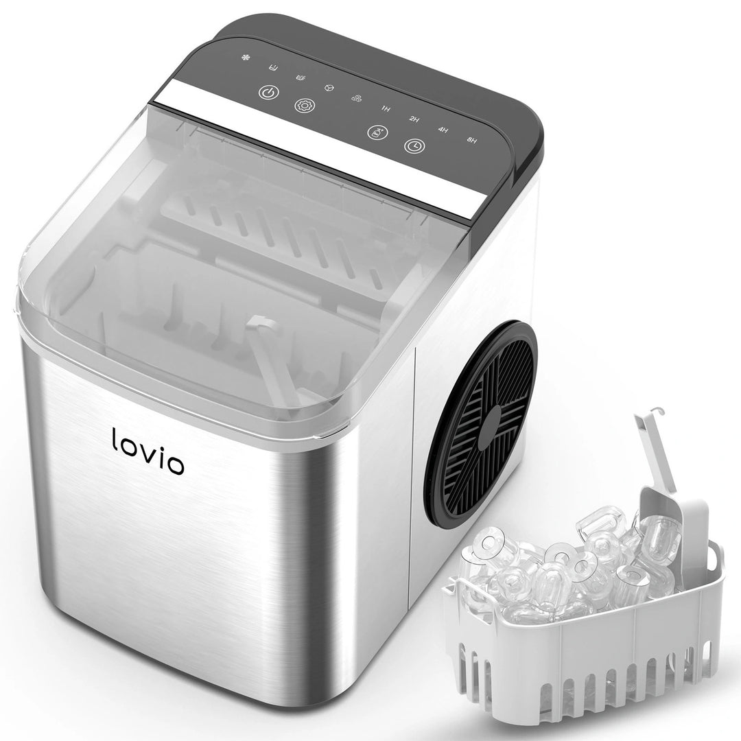 Domáca strojček na výrobu ľadu Lovio Crystal Ice Plus, oceľový, strieborný, rýchla výroba ľadu