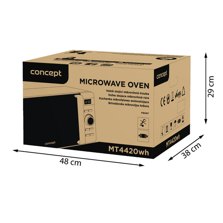 Mikrovlnná rúra Concept, 5 úrovní výkonu, funkcia rozmrazovania, objem 20 l, výkon 800 W, farba biela, MT4420wh