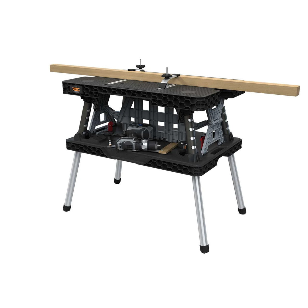 Skladací dielenský stôl 2.0 Keter, nosnosť 453 kg, pracovná plocha 85 × 56 cm, stabilné kovové nohy, 271269