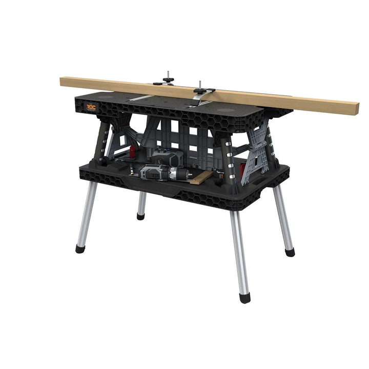 Skladací dielenský stôl 2.0 Keter, nosnosť 453 kg, pracovná plocha 85 × 56 cm, stabilné kovové nohy, 271269