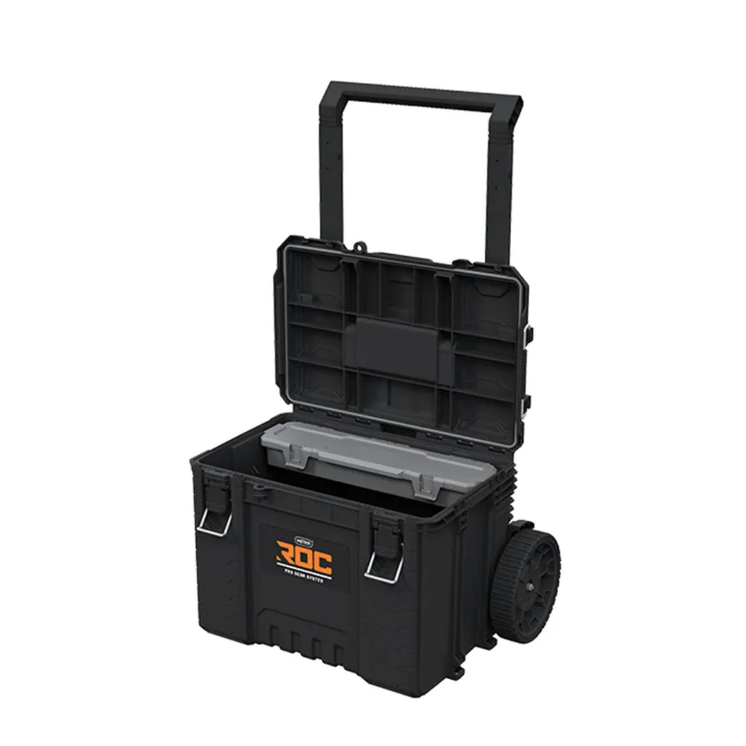 Sada 3 náradových debien Keter ROC Pro Gear 2.0, celkový objem 110 l, stupeň ochrany IP65, odnímateľná teleskopická rukoväť, možnosť uzamknutia visiacim zámkom, 256982