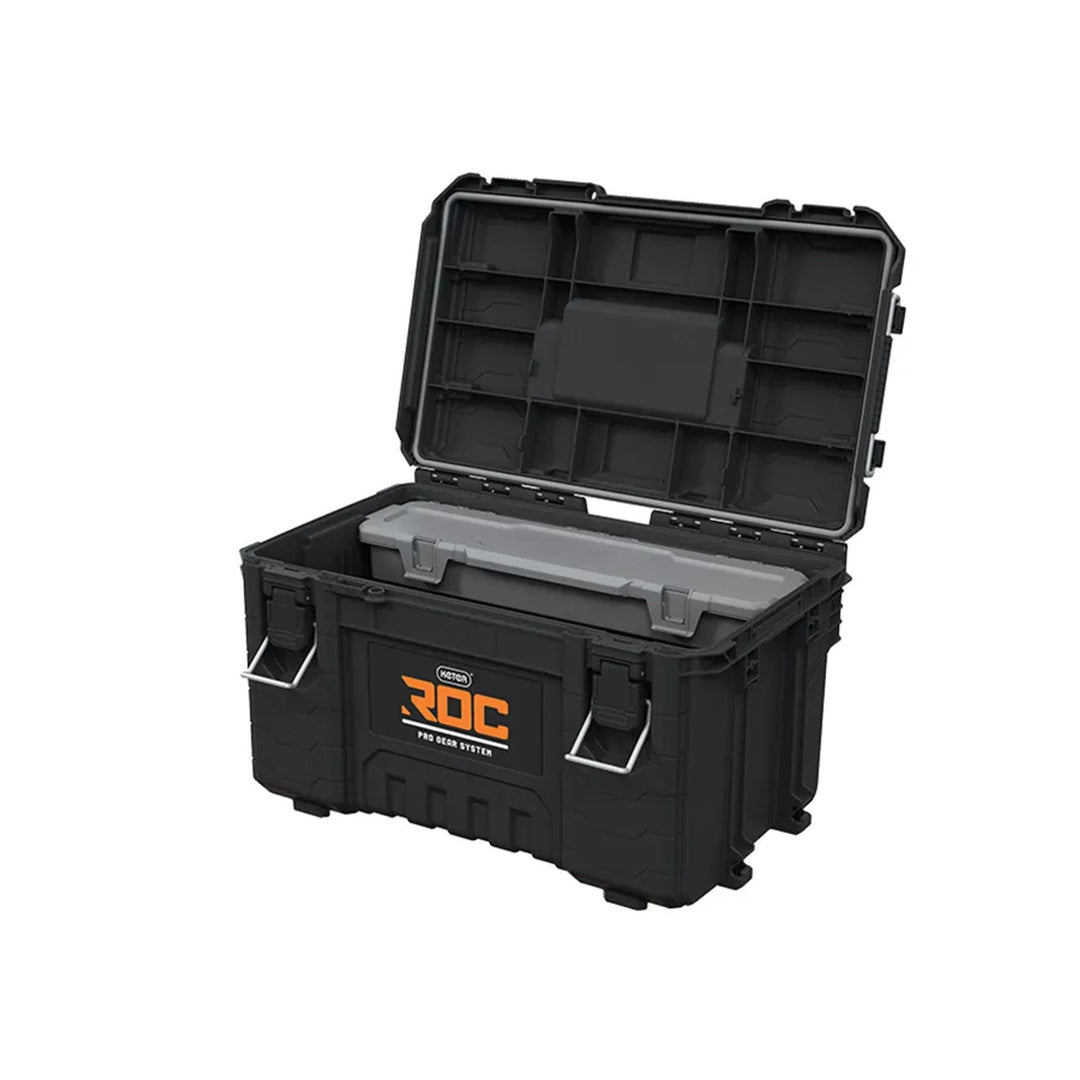 Sada 3 náradových debien Keter ROC Pro Gear 2.0, celkový objem 110 l, stupeň ochrany IP65, odnímateľná teleskopická rukoväť, možnosť uzamknutia visiacim zámkom, 256982