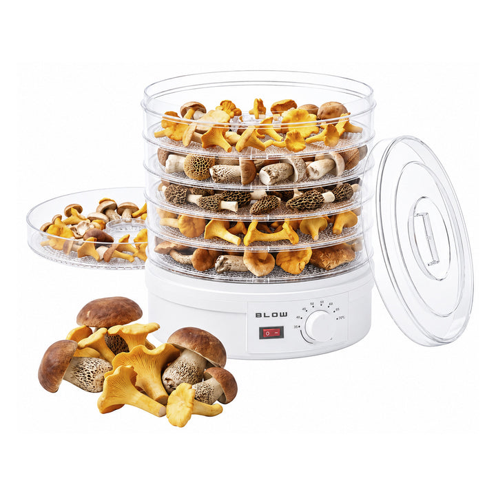 Sušička na huby, zeleninu a ovocie Blow, výkon 500 W, 6 sitiek v balení, regulácia teploty 35–75 °C, 44–175