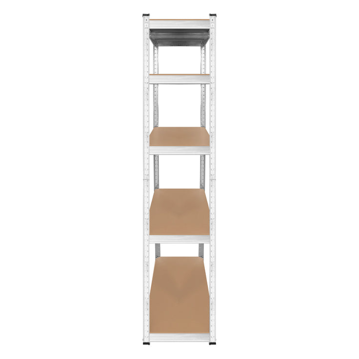 Kovový skladový regál, 5 políc, maximálne zaťaženie do 750 kg, 180 × 90 × 40, strieborný, Rebel
