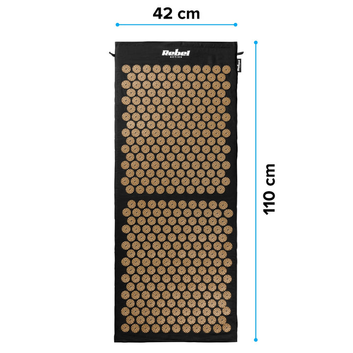 Zdravotná podložka s hrotmi na akupresúru s vankúšikom, 110 x 42 cm, XL, zlaté hroty, Rebel Active