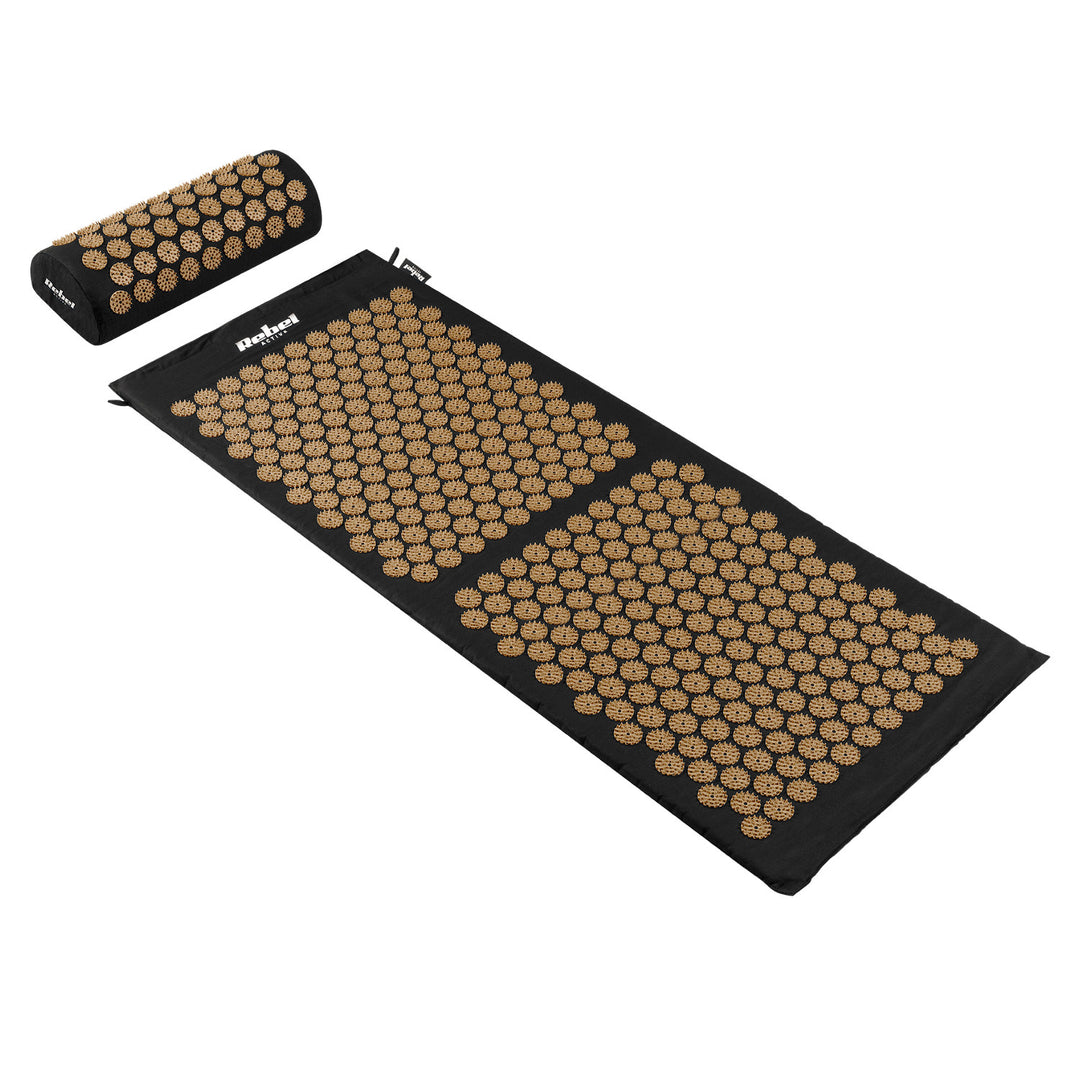 Zdravotná podložka s hrotmi na akupresúru s vankúšikom, 110 x 42 cm, XL, zlaté hroty, Rebel Active