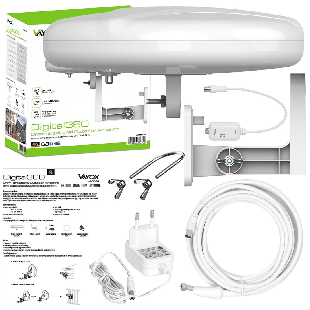 Vonkajšia anténa Digital360 4G LTE FM VHF UHF VA0024 Vayox