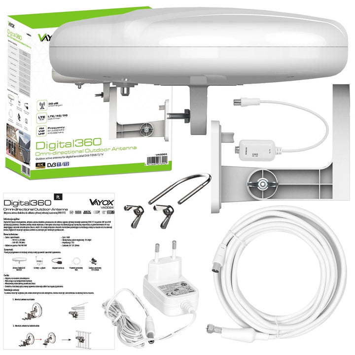 Vonkajšia anténa Digital360 4G LTE FM VHF UHF VA0024 Vayox