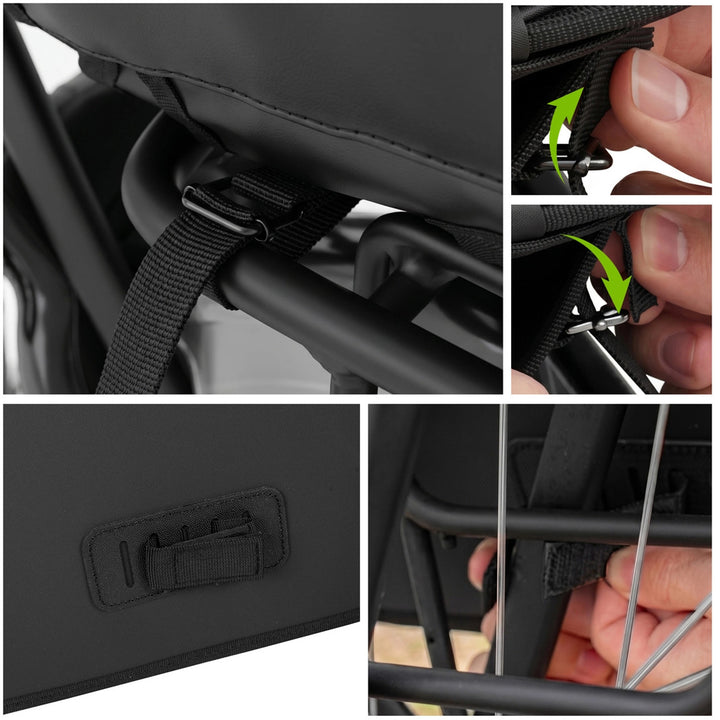 Dvojitá cyklistická taška na nosič z PVC s uchom, čierna, 40 l, VA0446, Vayox