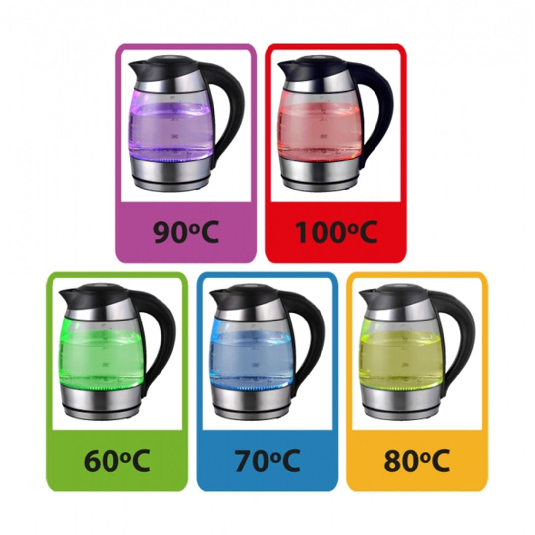 Elektrická rýchlovarná kanvica, sklenená, s LED displejom a termostatom, 1,8 l, Esperanza