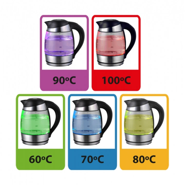 Elektrická rýchlovarná kanvica, sklenená, s LED displejom a termostatom, 1,8 l, Esperanza