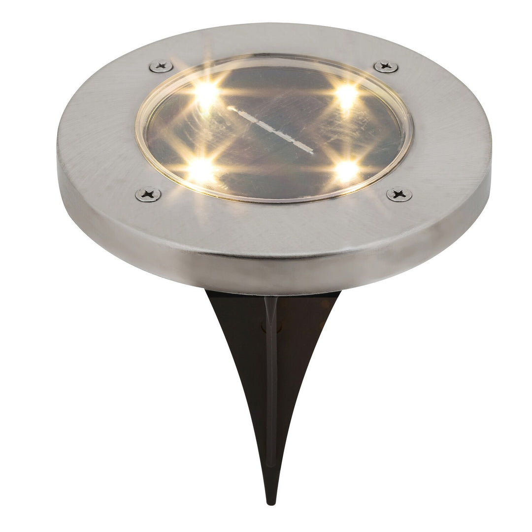 Solárna záhradná lampa Rabalux Dannet, IP44, farba saténový chróm, 7975, 2 kusy
