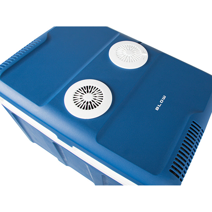 Cestovná chladnička do auta Blow, s kolieskami, objem 42 l, režim ohrevu, napätie DC 12 V a AC 100 V – 240 V, 44–210