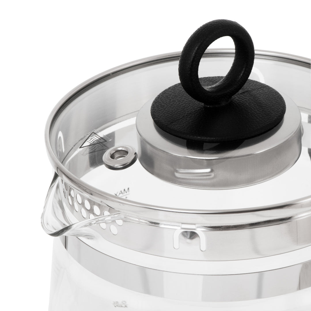Sklenená rýchlovarná kanvica s objemom 1,5 l, s infúzorom a reguláciou teploty 2200 W, LED 60–100 °C, Adler AD 1299, čierna