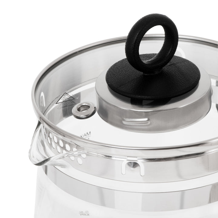 Sklenená rýchlovarná kanvica s objemom 1,5 l, s infúzorom a reguláciou teploty 2200 W, LED 60–100 °C, Adler AD 1299, čierna