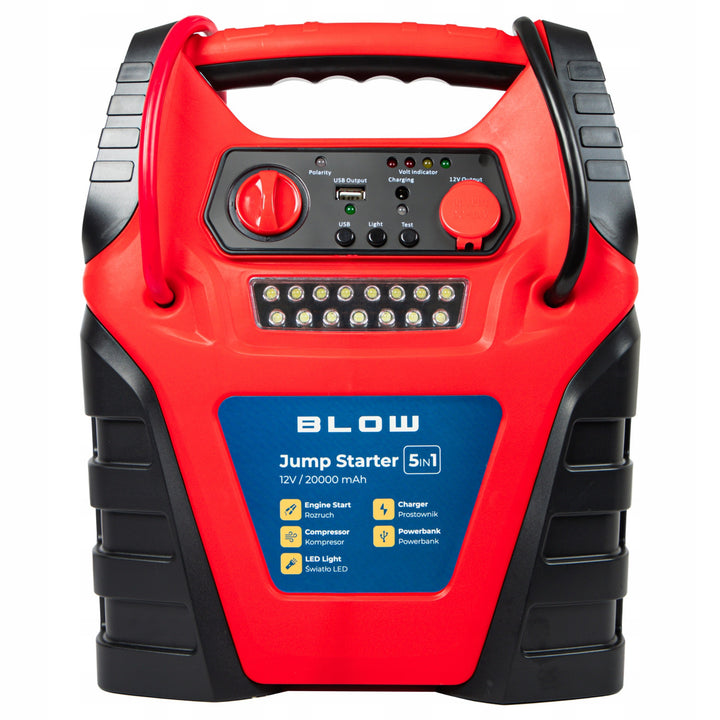 Jump Starter 5 v 1 Blow, s funkciou kompresora, nabíjačky a powerbanky, akumulátor 12 V 20 000 mAh, prúd – štartovací 400 A, špičkový 900 A, vybavený poistkou proti preťaženiu, 81-210#