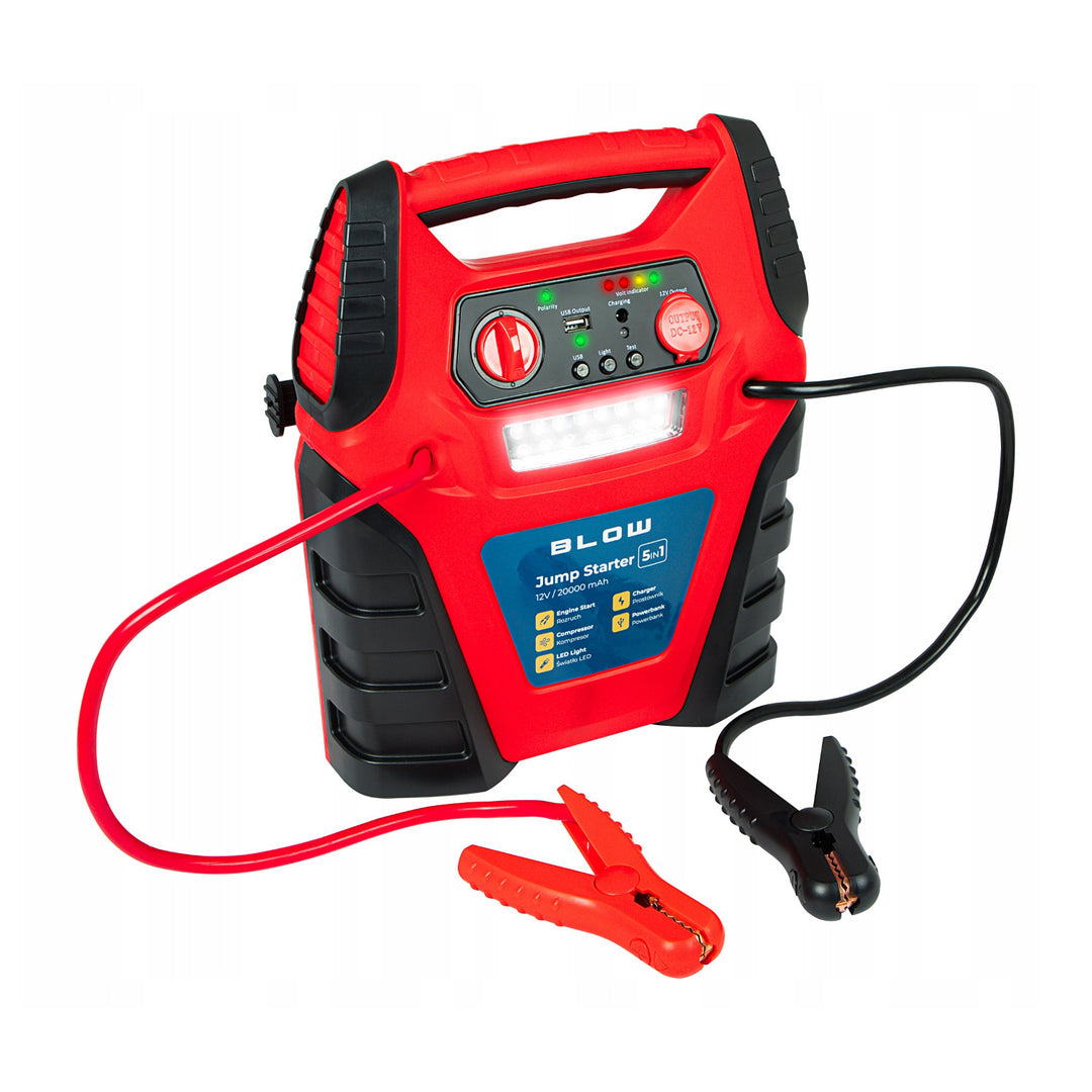 Jump Starter 5 v 1 Blow, s funkciou kompresora, nabíjačky a powerbanky, akumulátor 12 V 20 000 mAh, prúd – štartovací 400 A, špičkový 900 A, vybavený poistkou proti preťaženiu, 81-210#