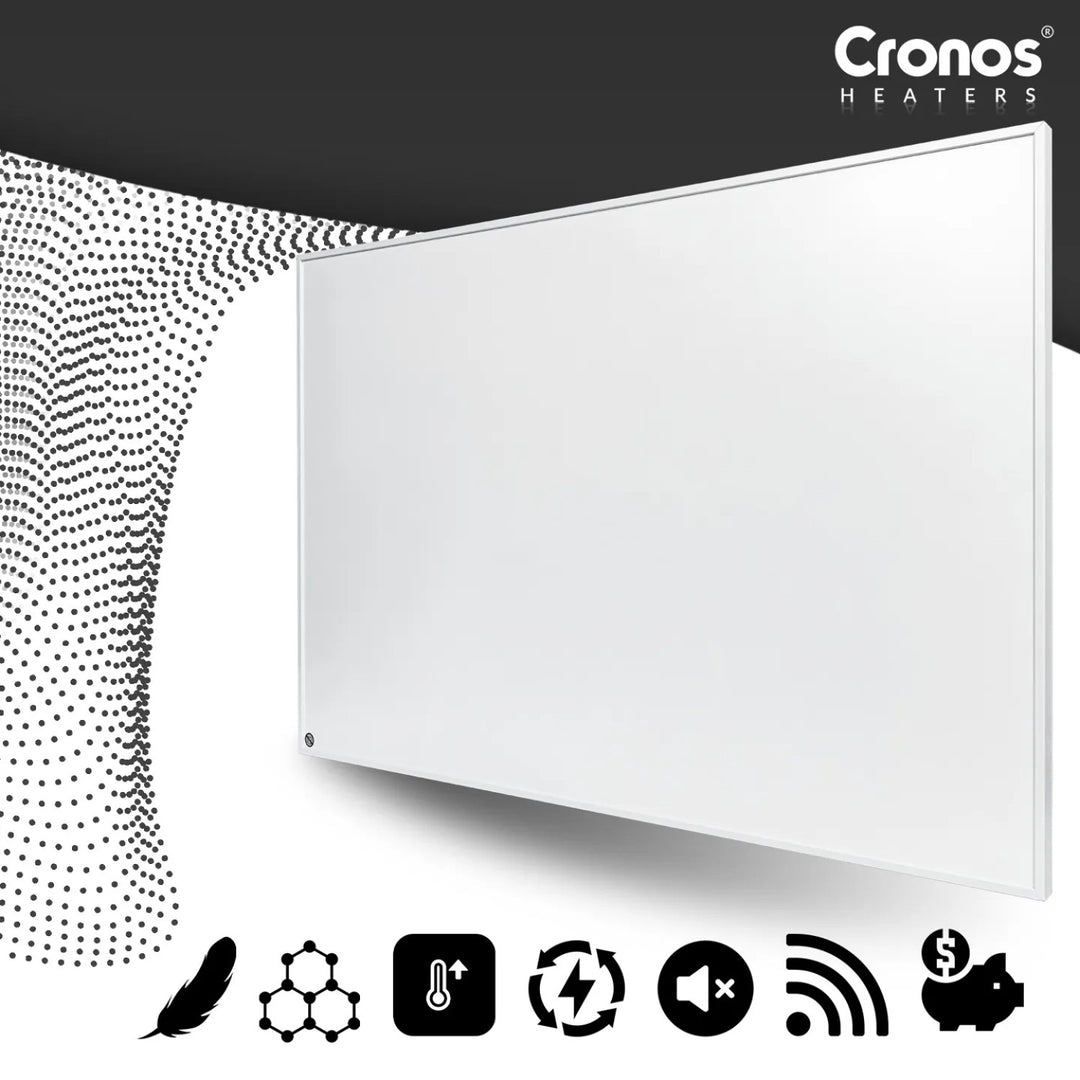 Infračervený vykurovací panel Cronos Graphene, výkon 300 W, farba biela, vykúri miestnosť s rozlohou do 8 m², diaľkové ovládanie, PRO CGP-300TWP