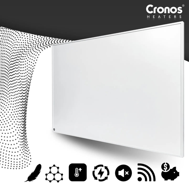 Infračervený vykurovací panel Cronos Graphene, výkon 300 W, farba biela, vykúri miestnosť s rozlohou do 8 m², diaľkové ovládanie, PRO CGP-300TWP