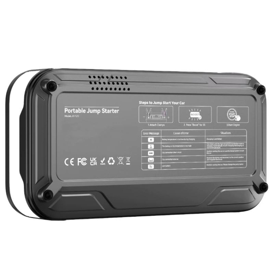 Štartér LTC, 12 000 mAh, s kompresorom, baterkou a powerbankou, LCD displej, výkon 65 W, káble a puzdro v balení, LXJS120