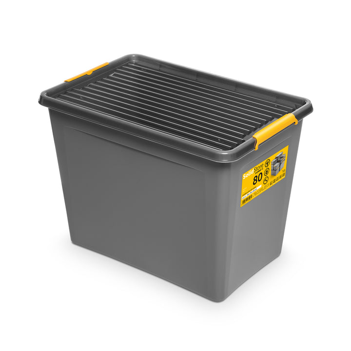 Kontajner Moxom SolidStore, objem 80 l, sivý, viečko na klipsy, s kolieskami, bez BPA, 04-0217