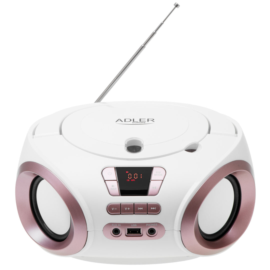 Rádio Boombox CD-MP3, USB, FM rádio, AUX, konektor pre slúchadlá, Adler, AD 1181