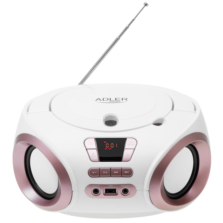 Rádio Boombox CD-MP3, USB, FM rádio, AUX, konektor pre slúchadlá, Adler, AD 1181