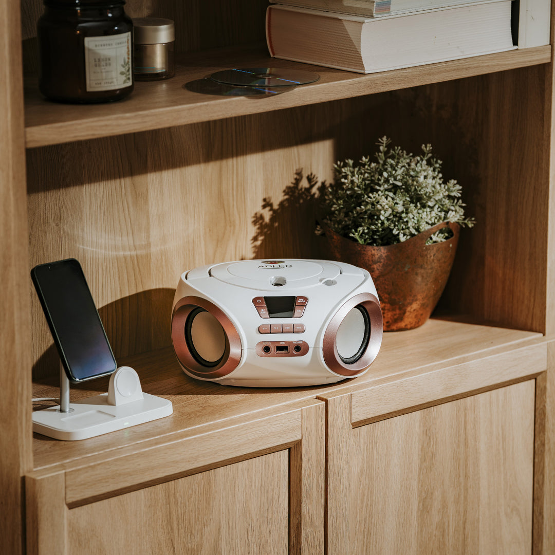 Rádio Boombox CD-MP3, USB, FM rádio, AUX, konektor pre slúchadlá, Adler, AD 1181