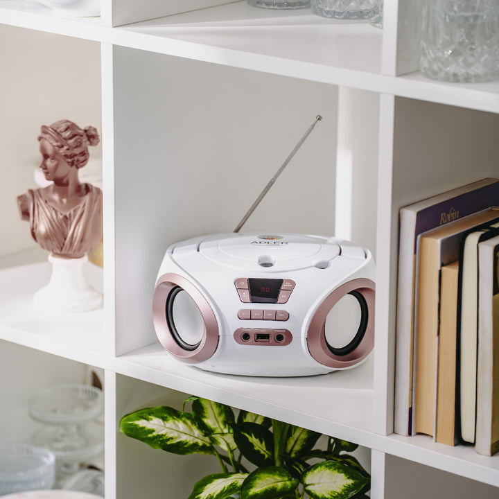 Rádio Boombox CD-MP3, USB, FM rádio, AUX, konektor pre slúchadlá, Adler, AD 1181