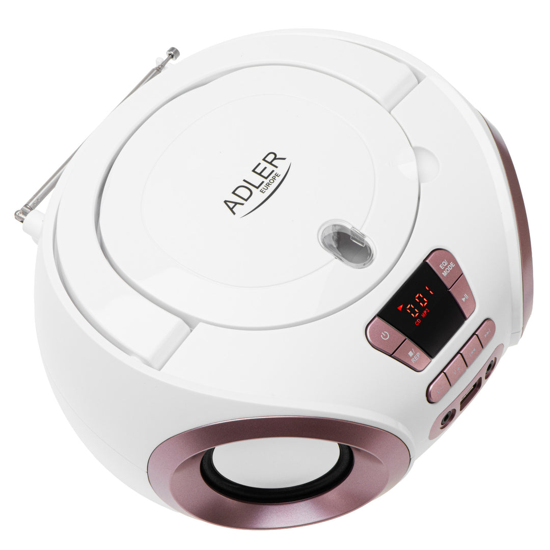 Rádio Boombox CD-MP3, USB, FM rádio, AUX, konektor pre slúchadlá, Adler, AD 1181