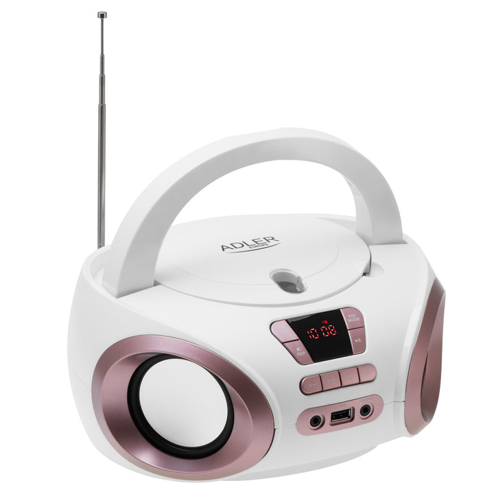 Rádio Boombox CD-MP3, USB, FM rádio, AUX, konektor pre slúchadlá, Adler, AD 1181