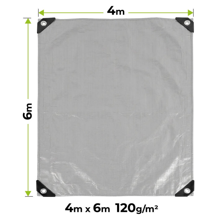 Strieborná plachta 120 g, 4 × 6 m, VA0476, vodovzdorná, Vayox