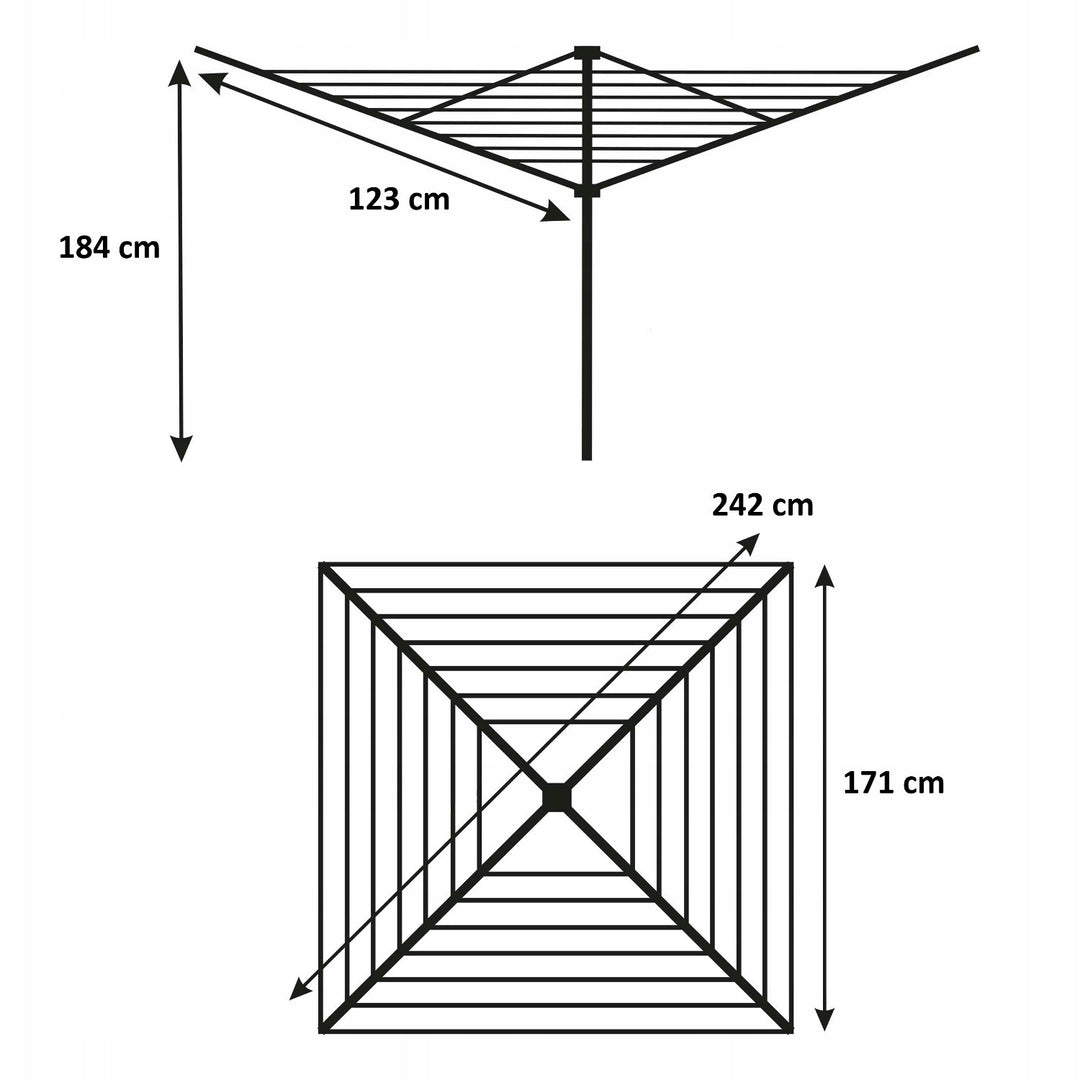 Záhradná sušička na bielizeň, otočná, 50 m, 4 ramená, Sepio