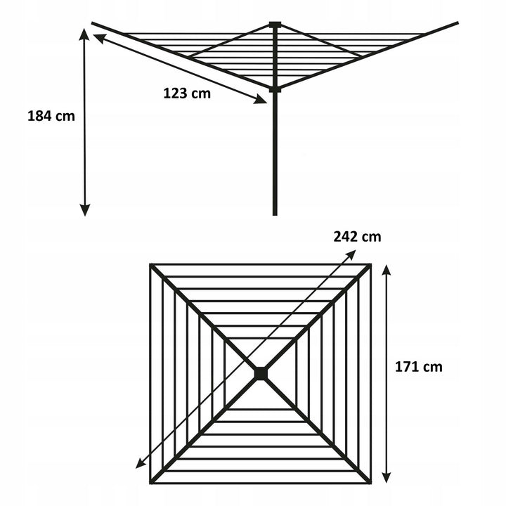 Záhradná sušička na bielizeň, otočná, 50 m, 4 ramená, Sepio
