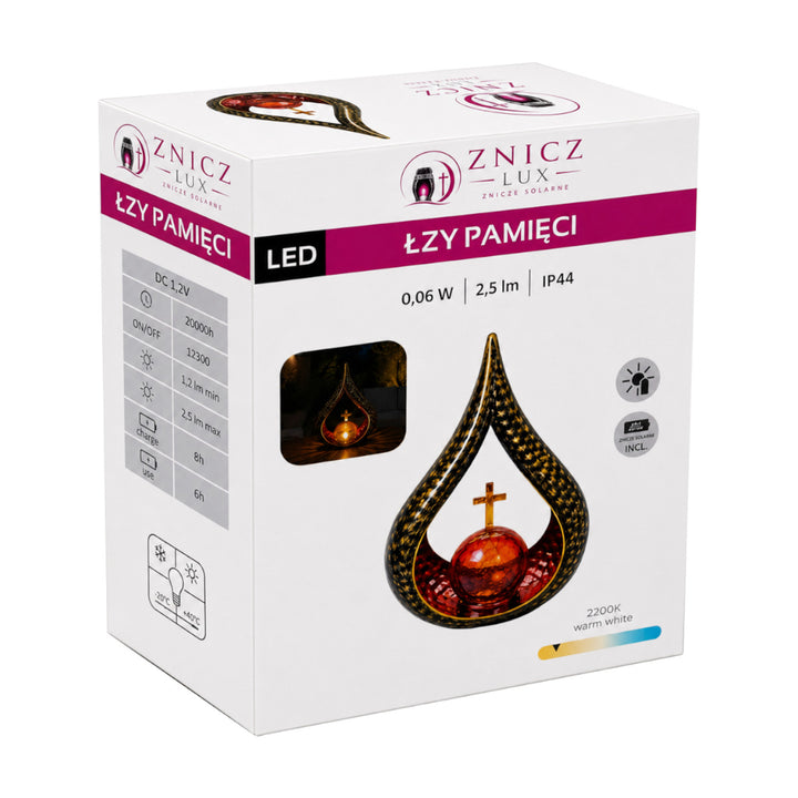 Solárna sviečka, Slzy spomienok, LED 0,06 W, životnosť 20 000 hodín, maximálny jas 2,5 lm, 77200, Znicz-lux