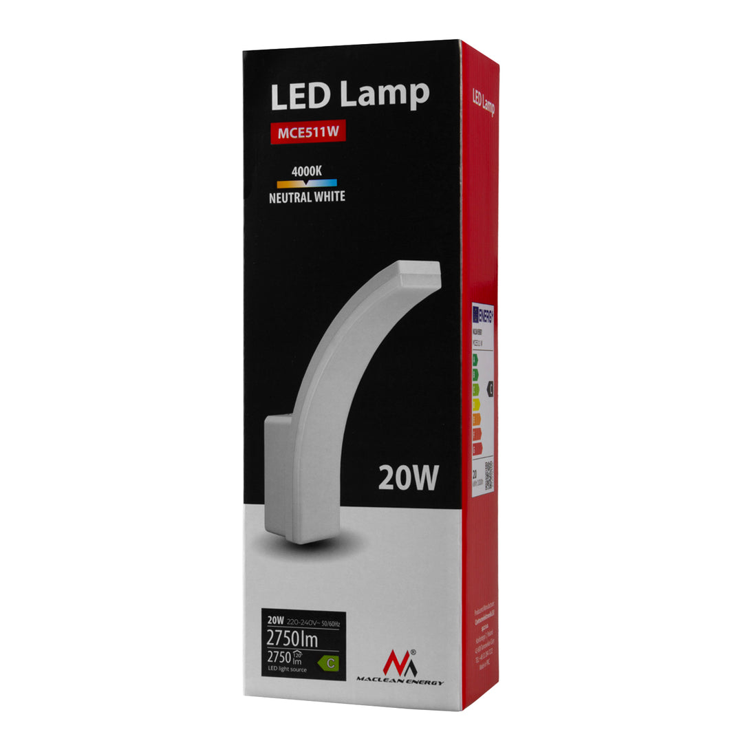LED svietidlo Maclean, biela farba, 20 W, IP65, 2750 lm, neutrálna biela farba (4000 K) MCE511 W, 2 kusy
