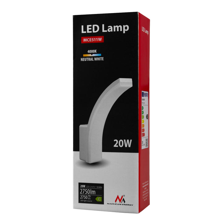 LED svietidlo Maclean, biela farba, 20 W, IP65, 2750 lm, neutrálna biela farba (4000 K) MCE511 W, 2 kusy