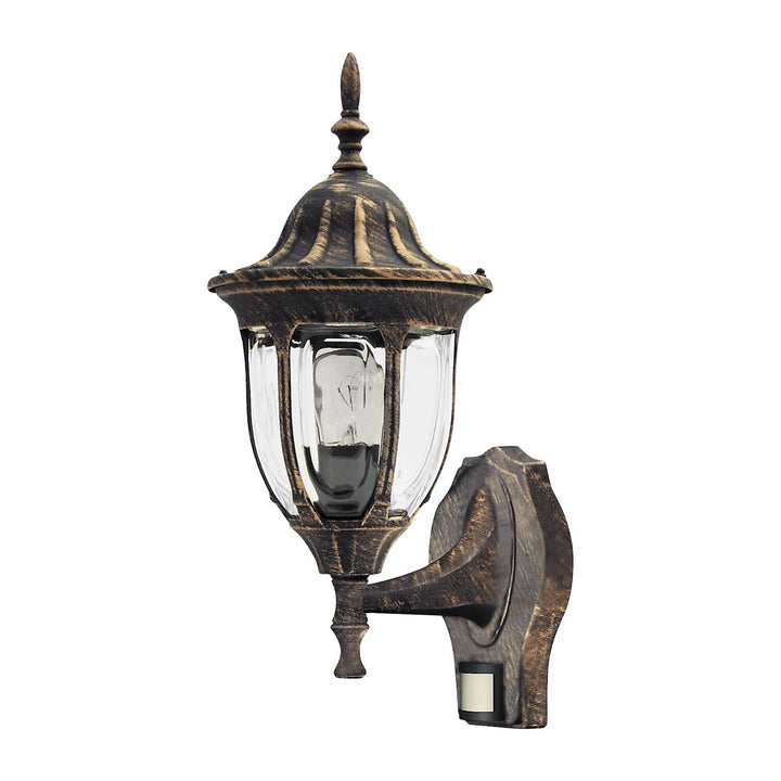 Nástenná lampa Rabalux, vonkajšia, snímač pohybu, IP43, E27, max. 60 W, antické zlato, Milano, 2 ks