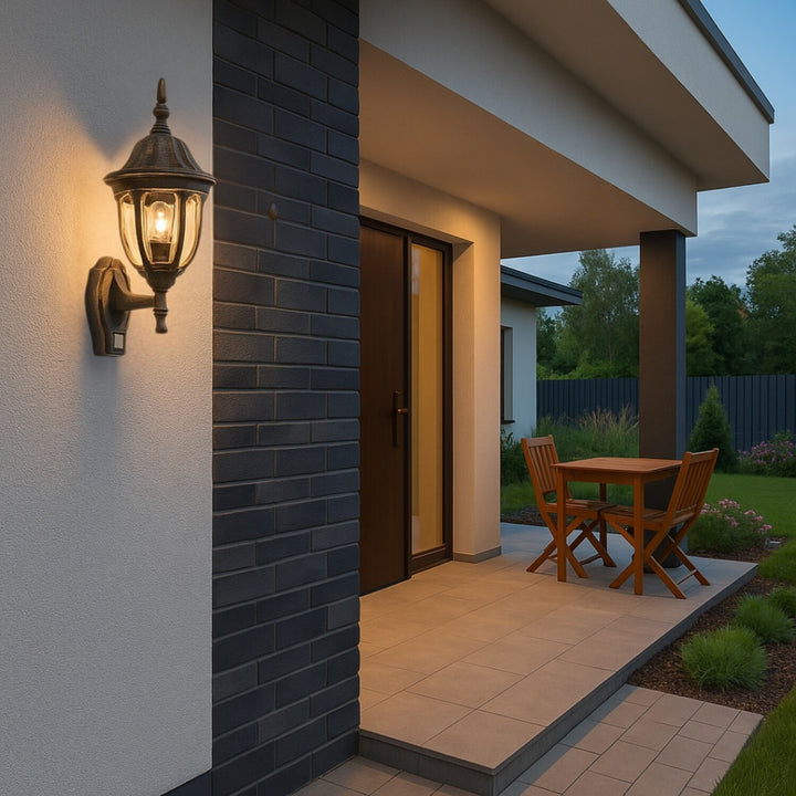 Nástenná lampa Rabalux, vonkajšia, snímač pohybu, IP43, E27, max. 60 W, antické zlato, Milano, 2 ks