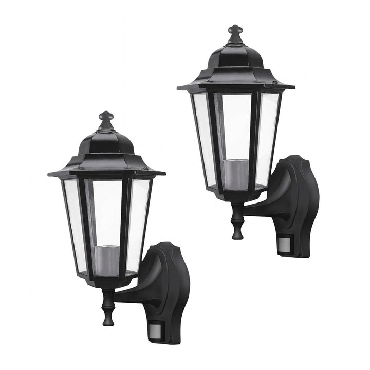 Nástenná lampa Rabalux, vonkajšia, s pohybovým senzorom, IP43, E27, max. 60 W, čierna, Velence, 2 ks