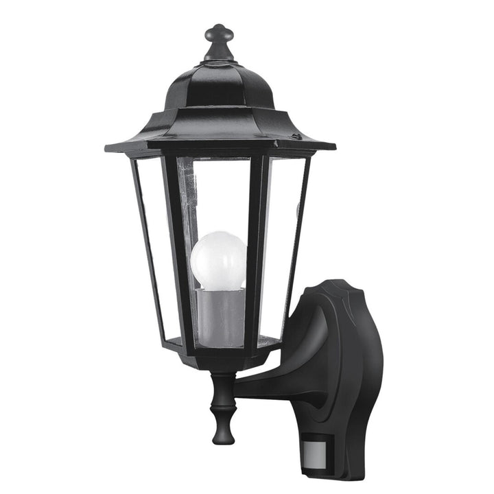 Nástenná lampa Rabalux, vonkajšia, s pohybovým senzorom, IP43, E27, max. 60 W, čierna, Velence, 4 ks