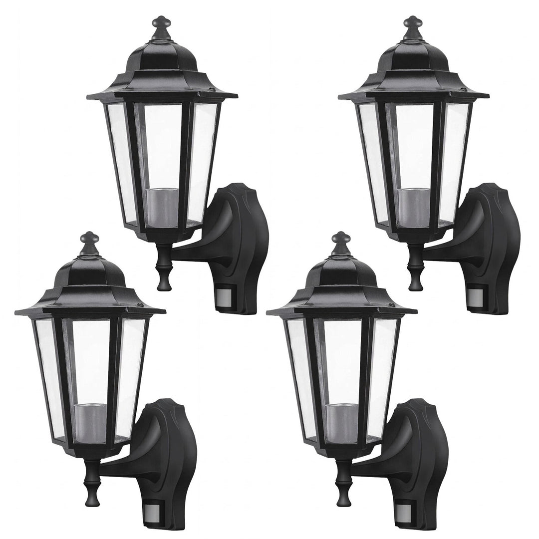 Nástenná lampa Rabalux, vonkajšia, s pohybovým senzorom, IP43, E27, max. 60 W, čierna, Velence, 4 ks