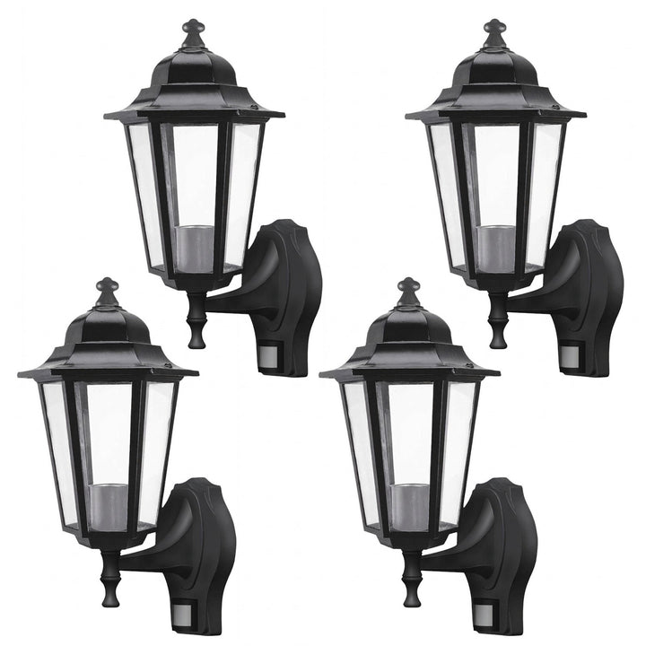Nástenná lampa Rabalux, vonkajšia, s pohybovým senzorom, IP43, E27, max. 60 W, čierna, Velence, 4 ks