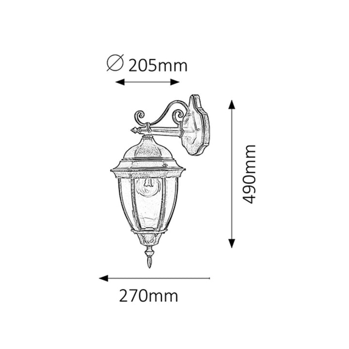 Nástenná lampa Rabalux, vonkajšia, IP44, E27, max. 60 W, antické zlato, Toronto, 2 ks