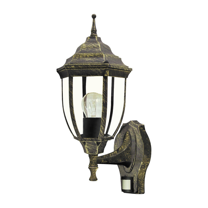 Nástenná lampa Rabalux, vonkajšia, snímač pohybu, IP43, E27, max. 60 W, starožitná zlatá, Nizza, 2 ks