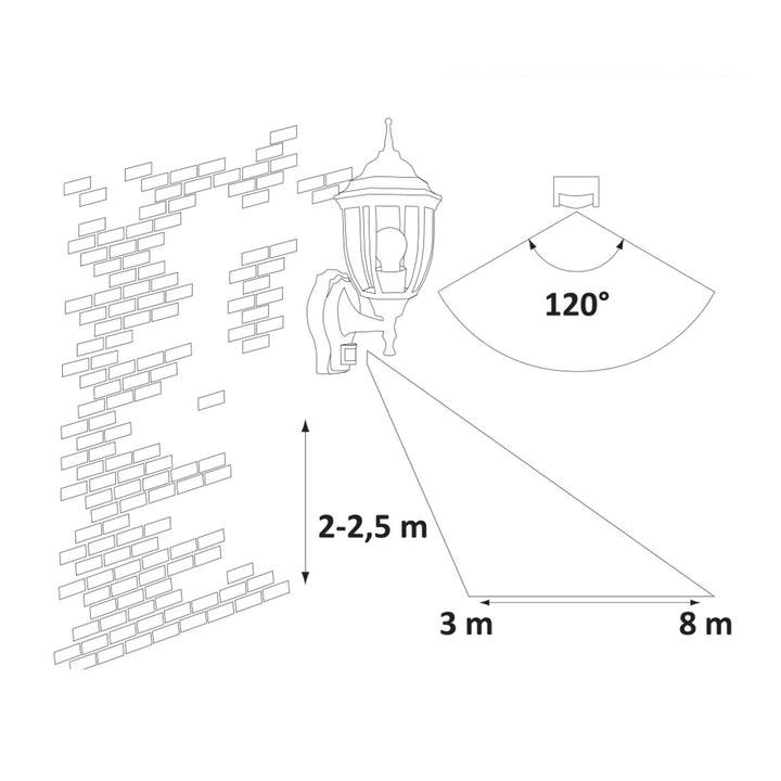 Nástenná lampa Rabalux, vonkajšia, s pohybovým senzorom, IP43, E27, max. 60 W, antické zlato, Nizza, 4 ks