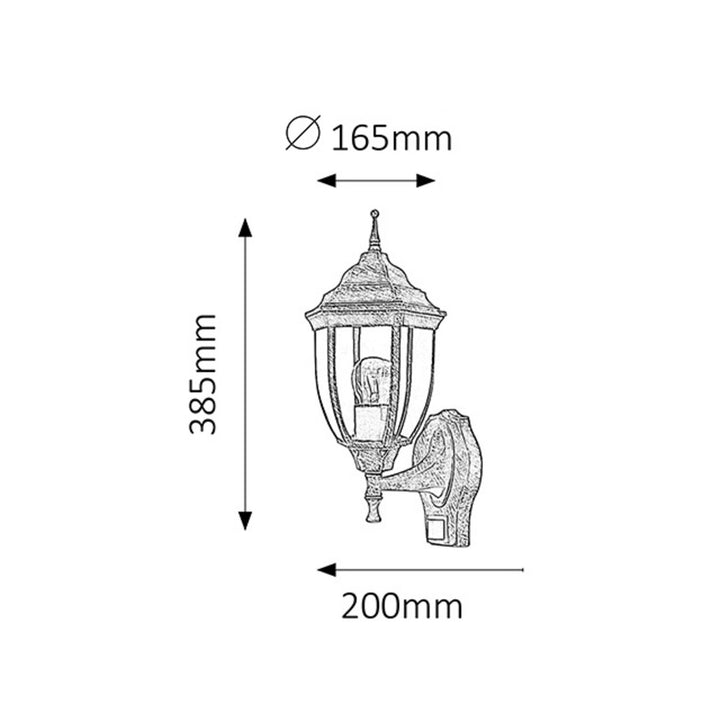 Nástenná lampa Rabalux, vonkajšia, s pohybovým senzorom, IP43, E27, max. 60 W, antické zlato, Nizza, 4 ks